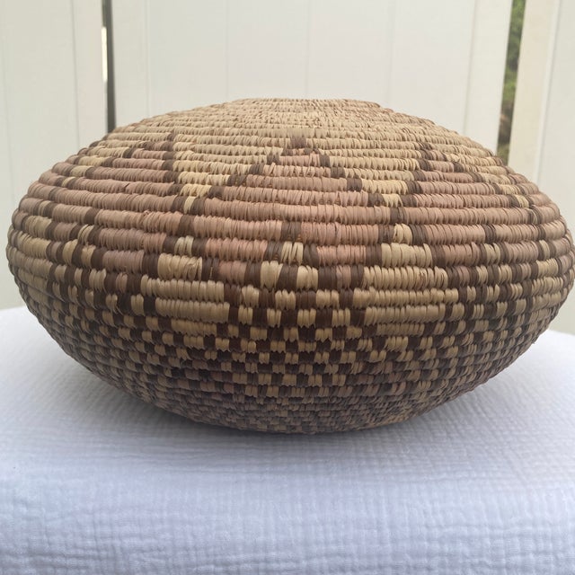 Mid 20th Century Mid 20th Century Southwestern Coiled Olla Basket - Pima / Papago Style Pictographic Hearts For Sale - Image 5 of 12