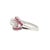 Modern Antique 14k White Gold 1.33ctw Old Cut Diamond Ruby Three Stone Cocktail Ring, Size 7.25 For Sale - Image 3 of 9