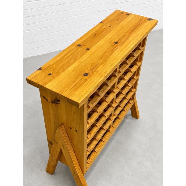 Scandinavian Mid Century Modern Pine Wine Rack C. 1970’s For Sale - Image 4 of 11
