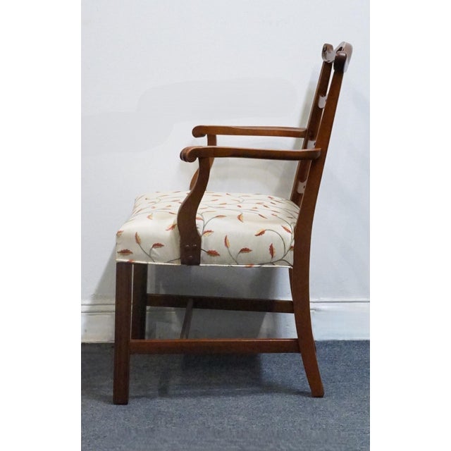 Wood Vintage Antique Solid Mahogany Traditional Duncan Phyfe Style Ladderback Dining Arm Chair For Sale - Image 7 of 8