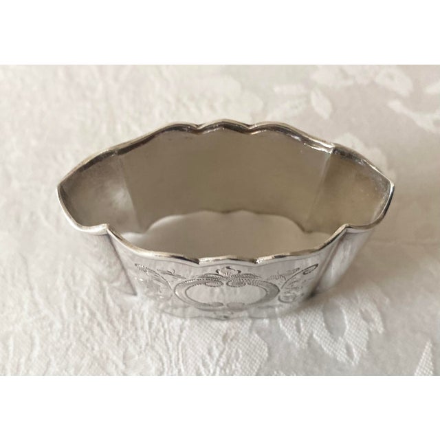 Mid 20th Century Mid 20th Century Ostfriesen Silver Plate Scalloped Ornate Napkin Ring Mint Condition For Sale - Image 5 of 11