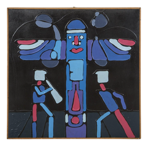 Francesco Magli, Art Brut Totem Composition with Musicians, 1977, Painting