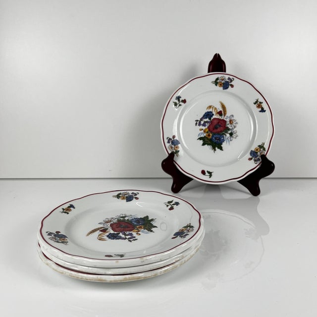 Vintage Agreste Dessert Plates from Sarreguemines, 1980s, Set of 4 For Sale - Image 3 of 9