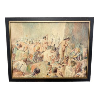 Martin J. Murray (American, 1908–1997) Nude Art Class Scene Study 1954 For Sale