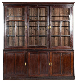 Large 19th Century English Mahogany & Pine Haberdashery Glazed Cabinet, 1880s