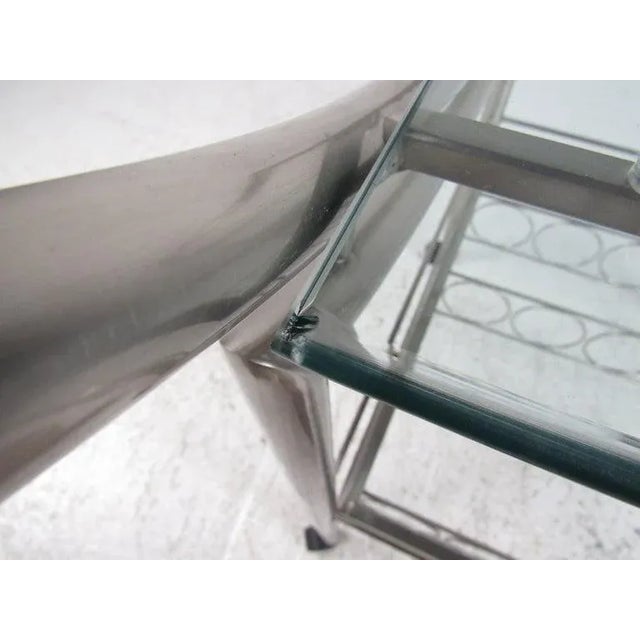 Metal Contemporary Steel Bar Cart For Sale - Image 7 of 11