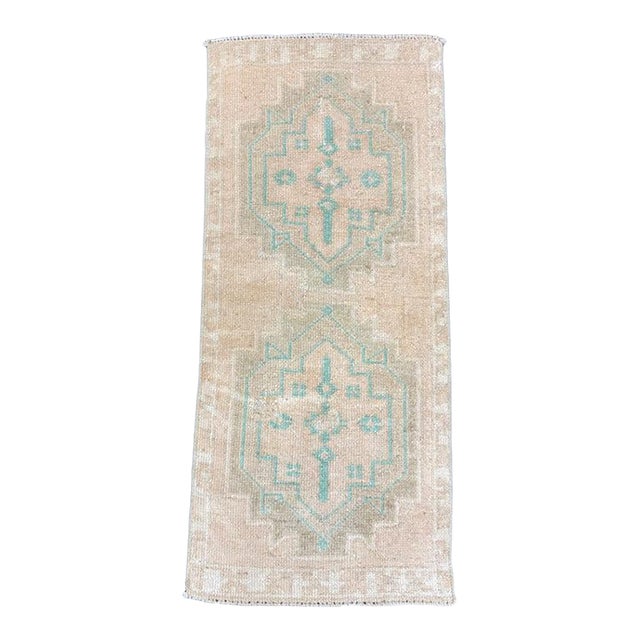 Turkish Mini Rug Oriental Hand Knotted Vintage Rug 1'6" x 3'5" #17203 For Sale
