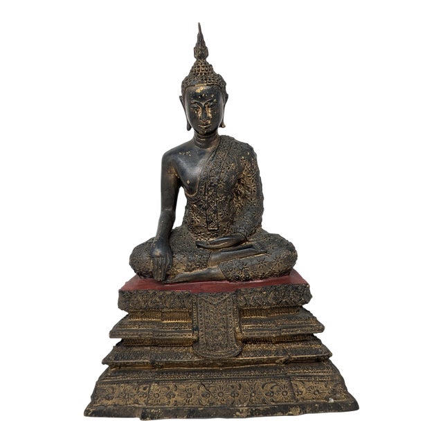 Antique Gilt Bronze Thai Buddha: Rattanakosin Period (C. 1880-1920s) For Sale