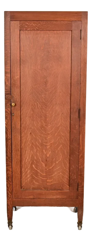 Stickley Brothers Style Antique Mission Oak Arts & Crafts Armoire Dresser or Linen Press, Circa 1900