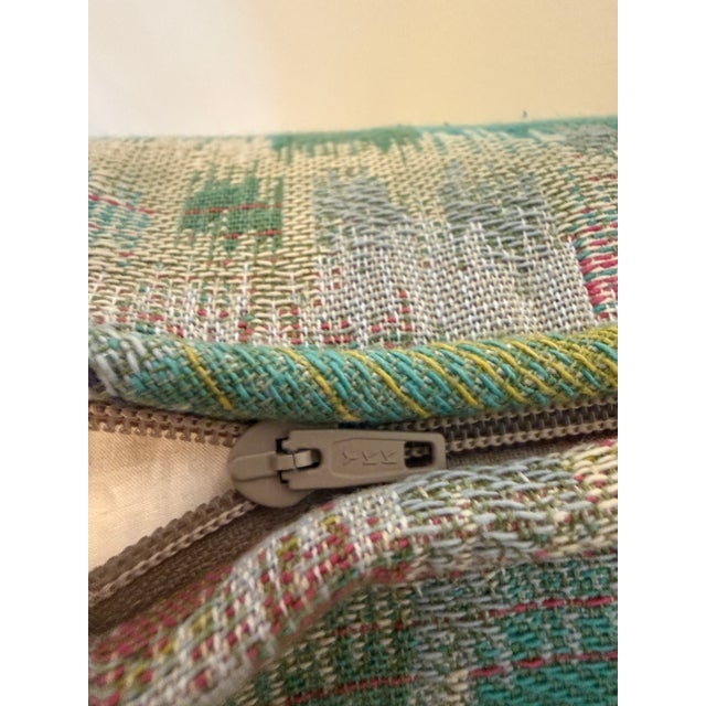 Decorative Throw Pillows in Robert Allen Watercolor Ikat Jacquard Fabric, a Pair For Sale In Raleigh - Image 6 of 9