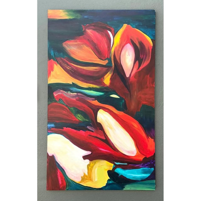 Wood Vintage Abstract Expressionist Oil Painting on Canvas For Sale - Image 7 of 12