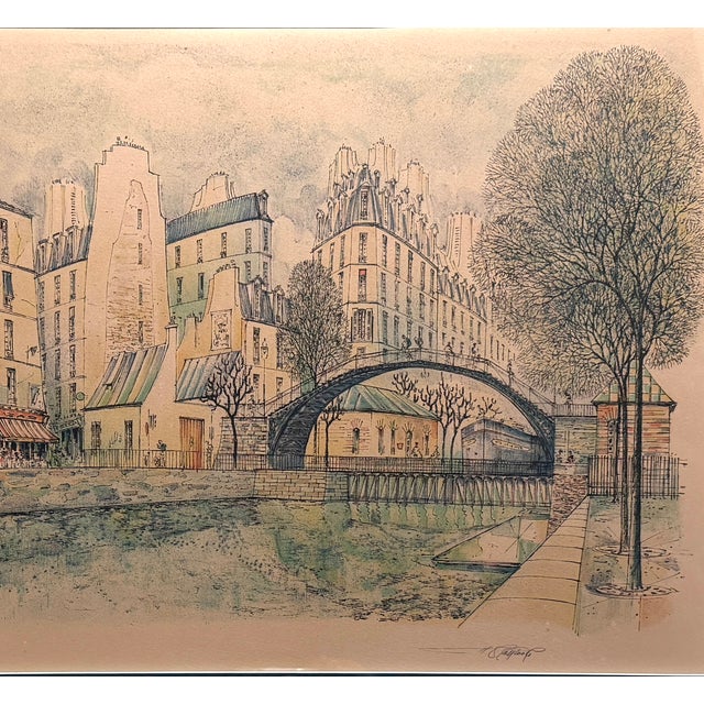 Rolf Rafflewski Paris La Pointe De Ile San Louis Signed Lithograph For Sale - Image 9 of 9