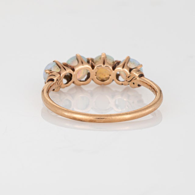 19th Century C1900 Antique Victorian 4 Opal Ring Sz 4.75 14k Yellow Gold Fine Vintage Jewelry For Sale - Image 5 of 7
