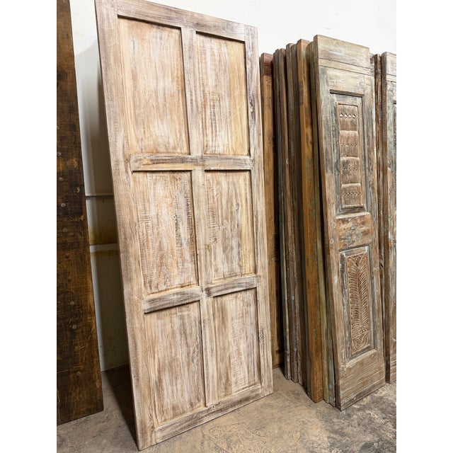 Brown Antique Hand-Carved Floral Wood Door | Reclaimed Single Sliding Barn or Hinged Door 82 For Sale - Image 8 of 8