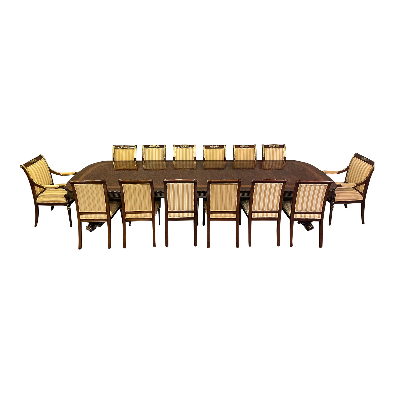 1990s Ej Victor Regency Mahogany Chippendale Dining Room Table and