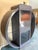Sensational customer grey laminate and glass wall unit having sculptural shape, brass hardware on doors, center section...
