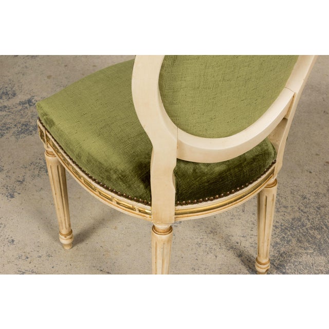 Antique French Louis XVI Style Dining Chairs in Olive Green Velvet - Set of 8 For Sale - Image 15 of 18