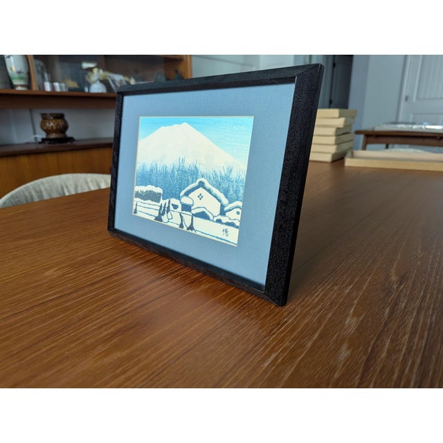 1970s Framed Tomikichiro Tokuriki Woodblock Print "Winter Mt. Fuji" - Vintage 1970s Sōsaku Hanga For Sale - Image 5 of 6