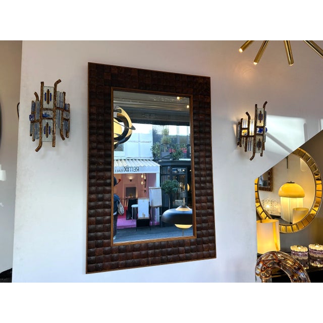 Pair of Hammered Glass Wrought Iron Sconces by Longobard, Italy, 1970s For Sale - Image 10 of 13