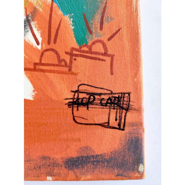 1990s Vintage Abstract Neo Expressionist Oil on Canvas Painting in the Style of Jean Michel Basquiat For Sale - Image 11 of 12