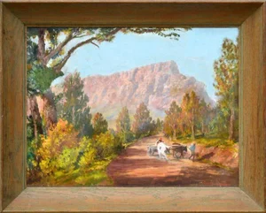 Mid 20th Century South African Mountain Landscape Oil Painting, Framed