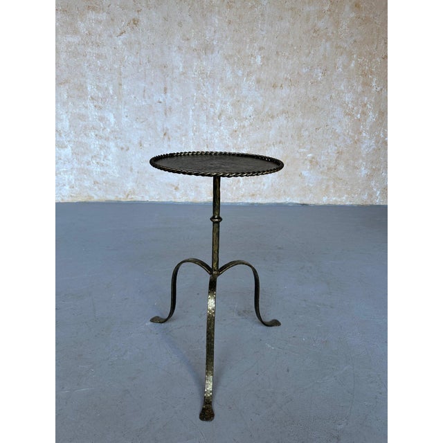 Spanish Iron Drinks Table on an Elevated Hammered Tripod Base For Sale - Image 4 of 12