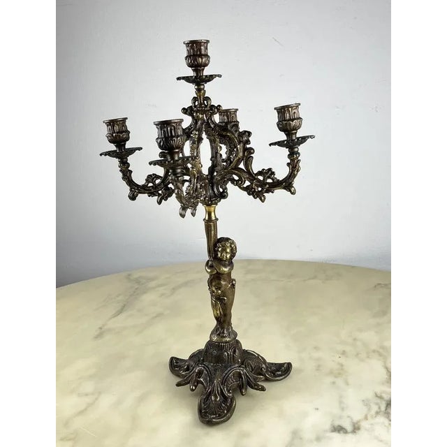 Metal Bronze 5-Flame Candleholder, Italy, 1950s For Sale - Image 7 of 9