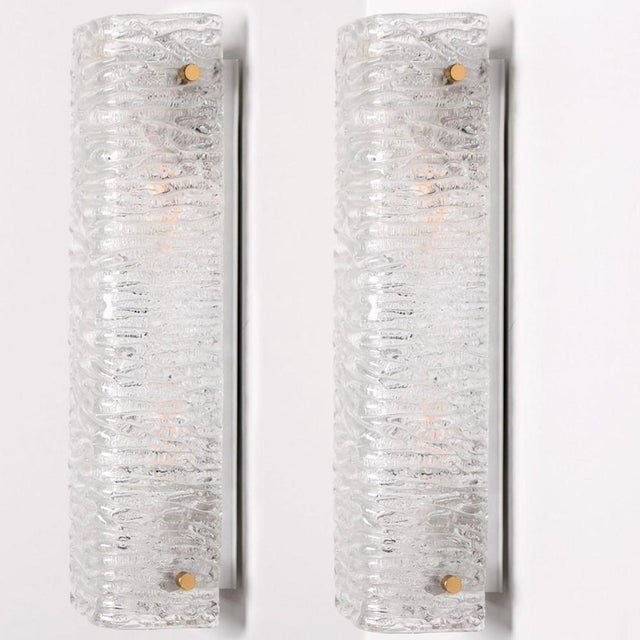 Structured Wave Glass and Brass Wall Light from Kaiser, 1970s For Sale - Image 11 of 18