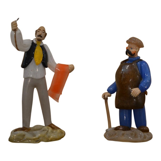Bohemia Czech Art Glass Figurines - Set of 2 For Sale
