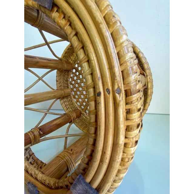 Mid-Century Bamboo and Rattan Plant Stands, 1960s, Set of 2 For Sale - Image 6 of 9