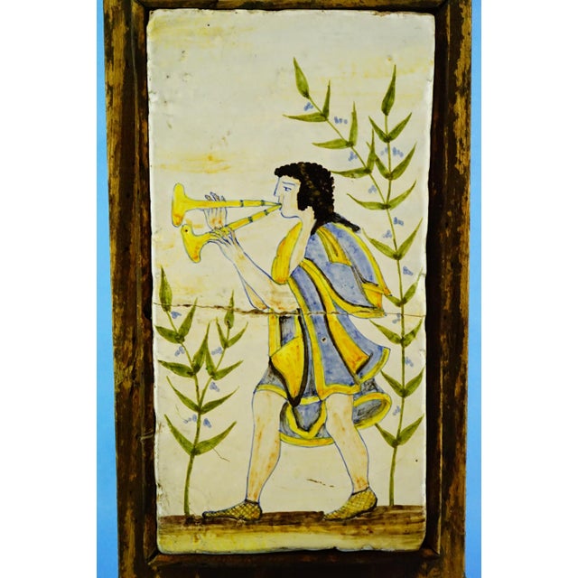 20th Century, Archaic Ceramic Tile Plaque with Wooden Support, Viterbo Tuscia Italy., 1920s, Ceramic For Sale - Image 4 of 18