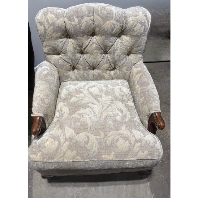 Mid 20th Century French Provincial Style Tufted Sofa, Chair and Footstool For Sale - Image 5 of 8