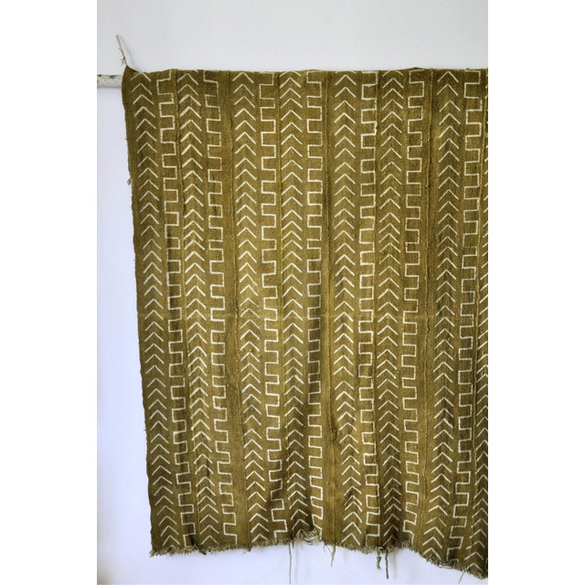 Contemporary African Cotton Mudcloth Throw In Olive Chairish