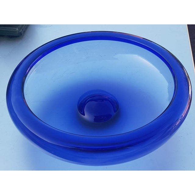 Glass Large Mid-Century Royalblau Holmegaard Provence Bowl by Per Lütken for Royal Copenhagen For Sale - Image 7 of 7