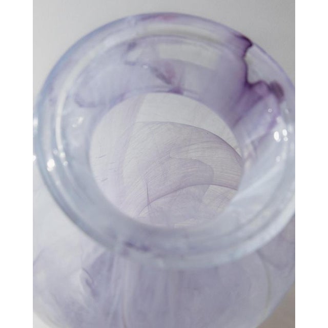 White Large Vintage Vase in Lilac and White Swirl Glass, 1970s For Sale - Image 8 of 11