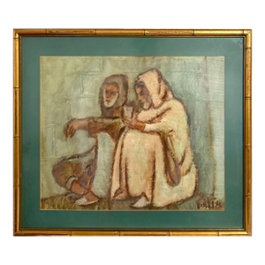 Arieh Allweil, Middle Eastern Men Oil Painting Austrian Israeli Modernist Tel Aviv Museum