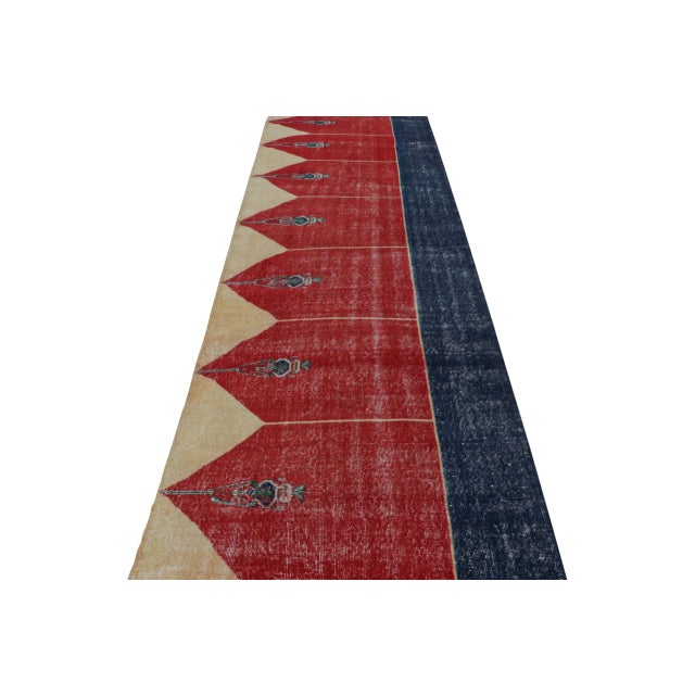 Traditional Vintage Turkish Runner Rug in Red, Blue and Gold Patterns by Rug & Kilim For Sale - Image 3 of 7