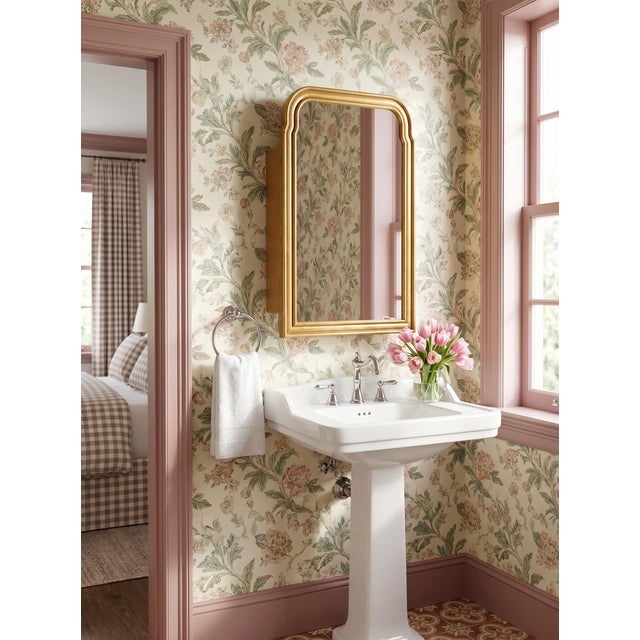 Caitlin Wilson x Cooper Classics Arched Laurent Medicine Cabinet, Gold For Sale - Image 6 of 6