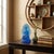 1990s Blue Crystal Glass Sitting Buddha Lotus Base Mandorla Halo Back Statue For Sale - Image 5 of 10