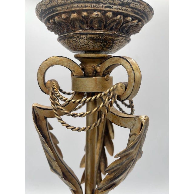Metal Vintage Neoclassical Brass Urn Form Candle Holder For Sale - Image 7 of 7