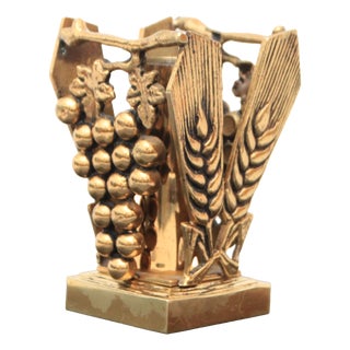 Gold Bronze Candleholder, 1950s For Sale