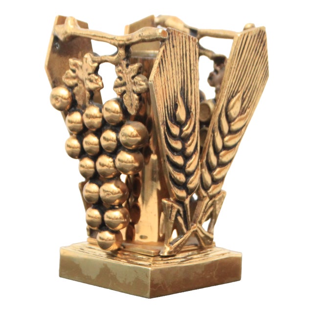 Gold Bronze Candleholder, 1950s For Sale