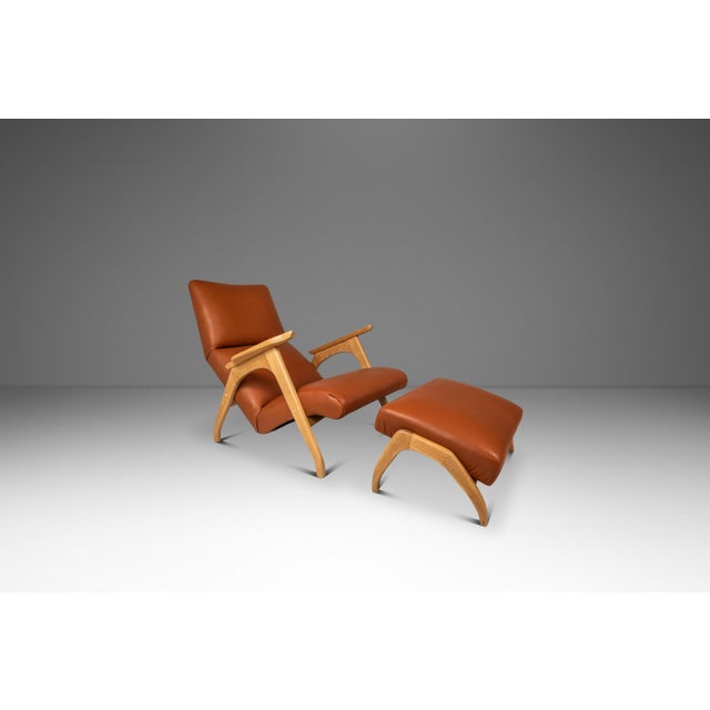 Introducing a custom-made, studio craft lounge chair and ottoman set designed in the manner of Adrian Pearsall. Recently...