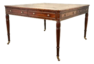 Regency Mahogany and Brass Partners Writing Table, 1815