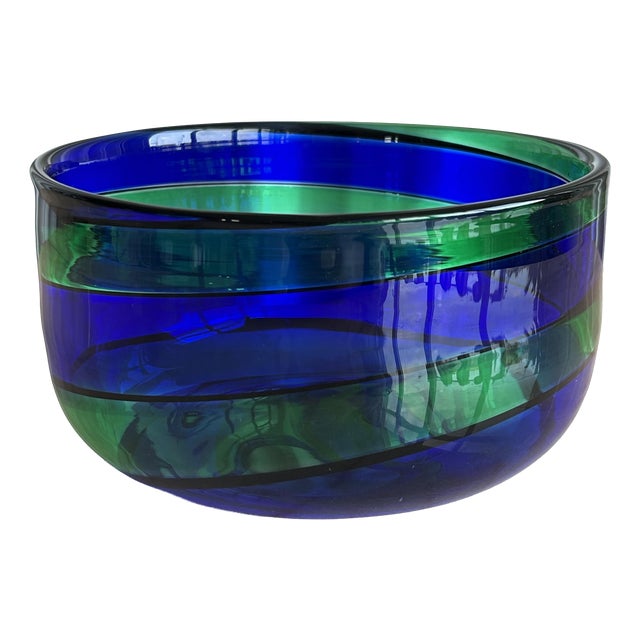 Vintage Swirl Murano Glass Bowl by Fulvio Bianconi for Venini, Italy, 1990s For Sale