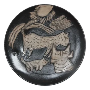 Ceramic Dish with Cat Motif by Corneille