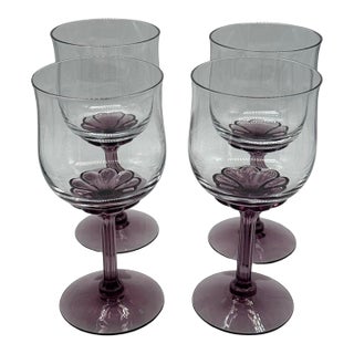 1970s Fostoria Corsage Plum Wine Goblets, Set of Four For Sale