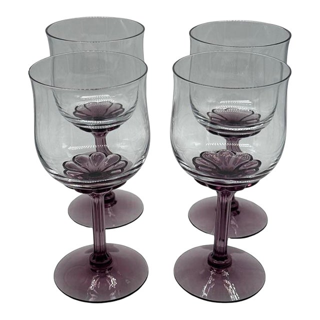1970s Fostoria Corsage Plum Wine Goblets, Set of Four For Sale