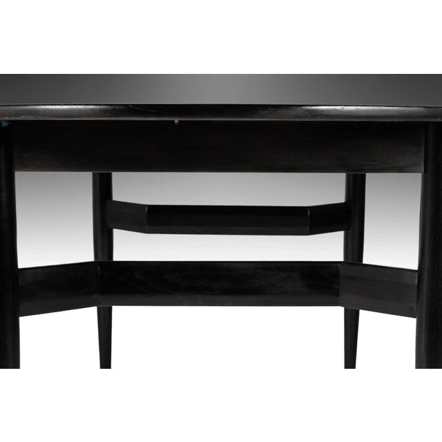 Circa 1960s Mid-Century Modern Ebonized Extension Dining Table with Architectural Leg Base For Sale - Image 9 of 12