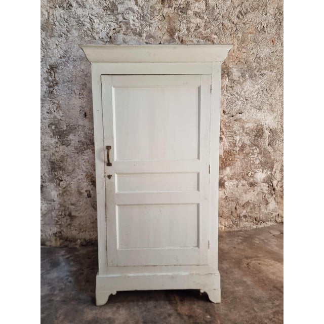 Ivory Antique French Pine Cabinet in Off-White Paint, 1900-1920 For Sale - Image 8 of 15